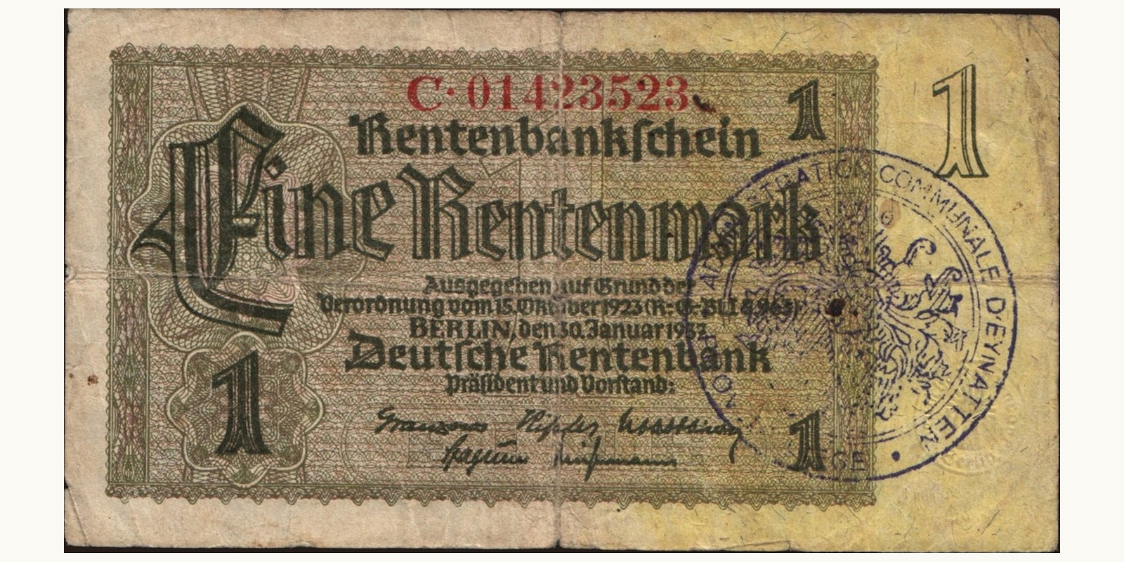 1 mark Belgium 1937 — Front side