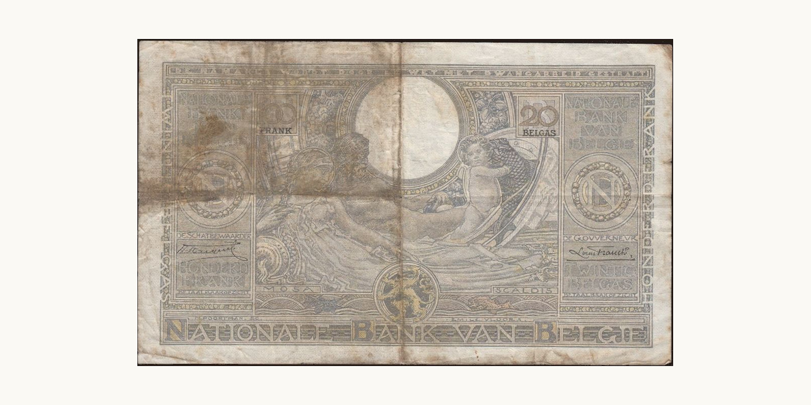 100 franc Belgium 1933 — Back side