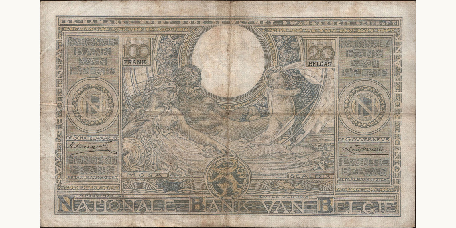 100 franc Бельгия 1934 — Оборотная сторона