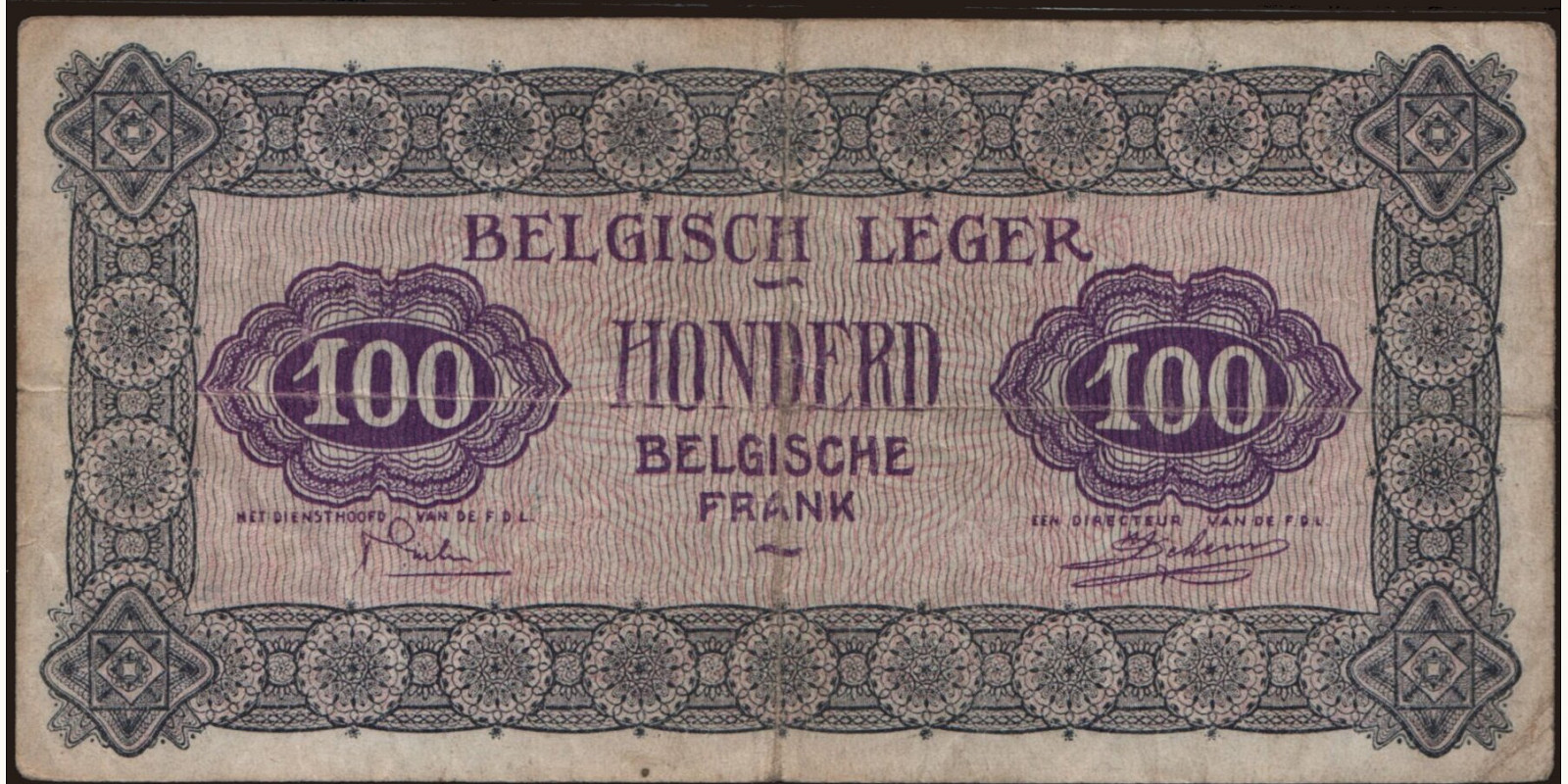 100 franc Бельгия 1946 — Оборотная сторона