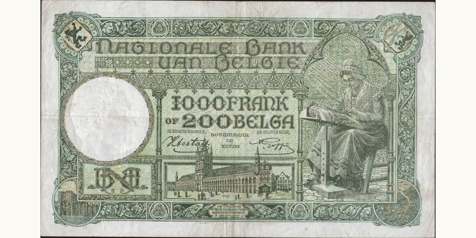 1000 franc Бельгия 1941 — Оборотная сторона
