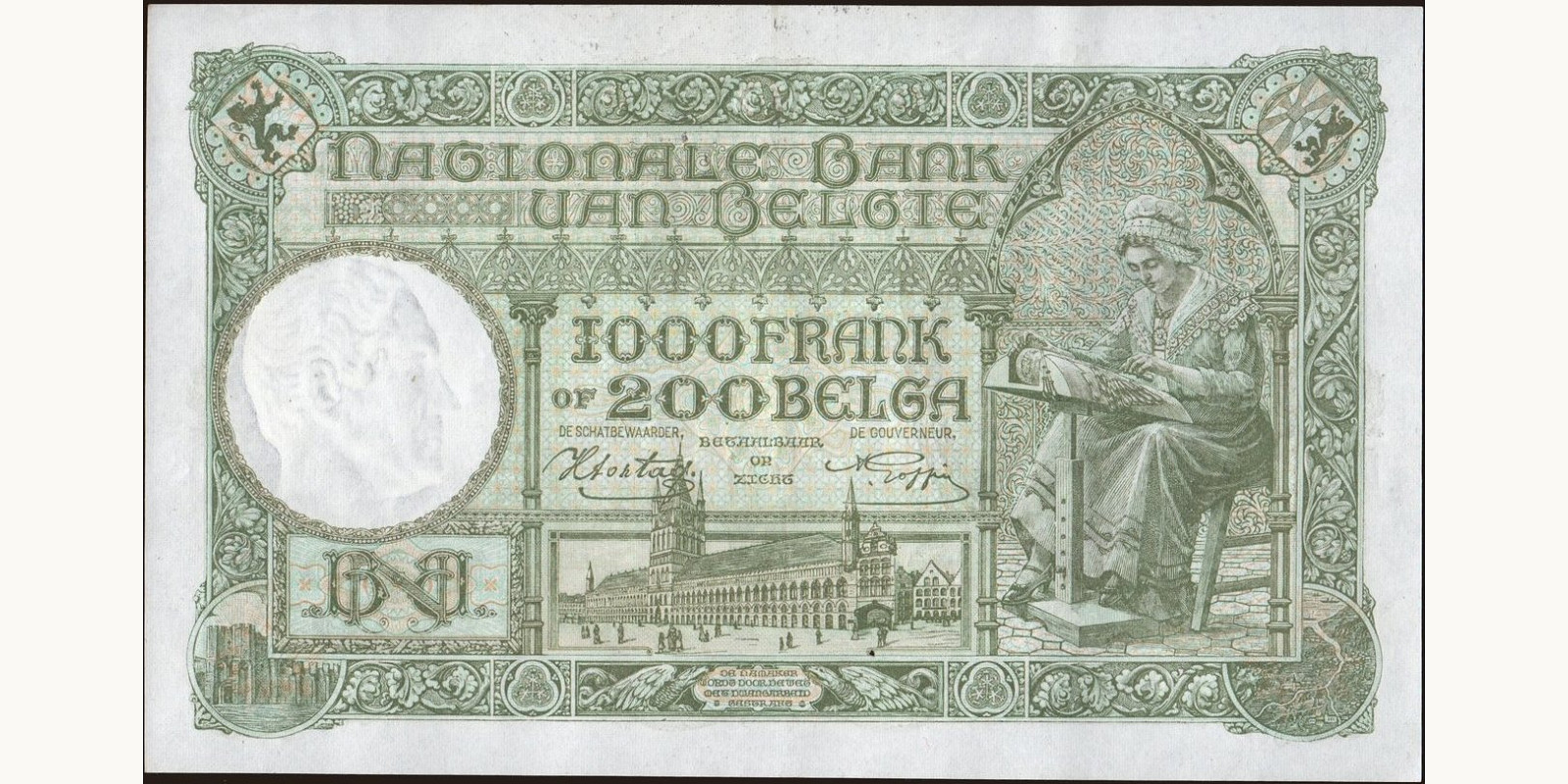 1000 franc Belgium 1942 — Back side