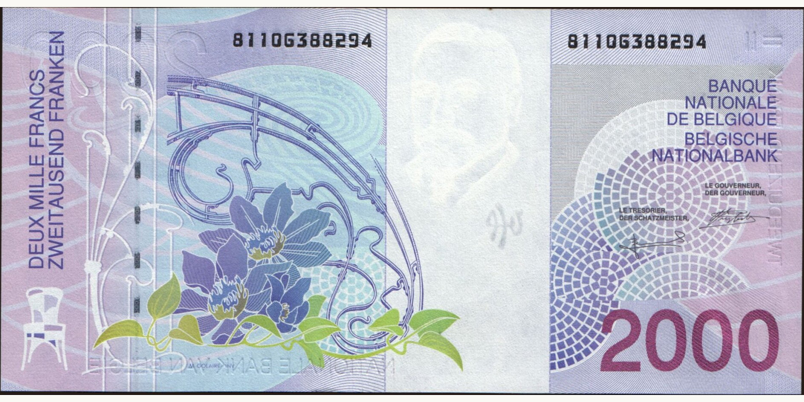 1994 franc Belgium 2000 — Back side