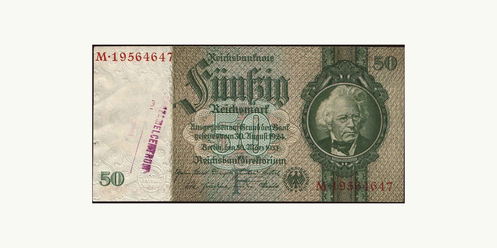 50 mark Бельгия 1933 — Лицевая сторона