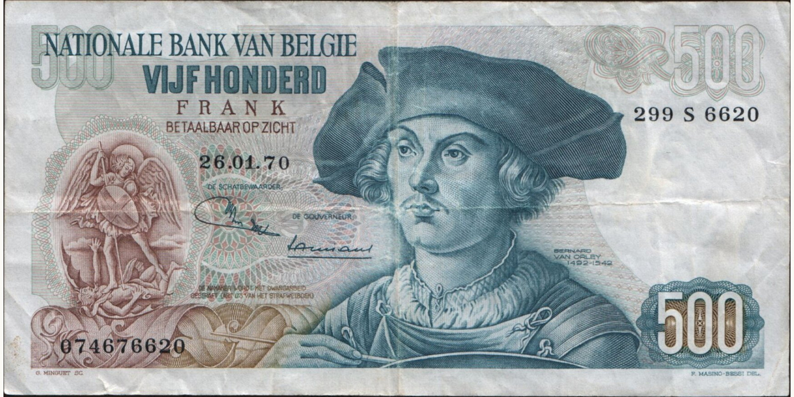 500 franc Belgium 1970 — Front side