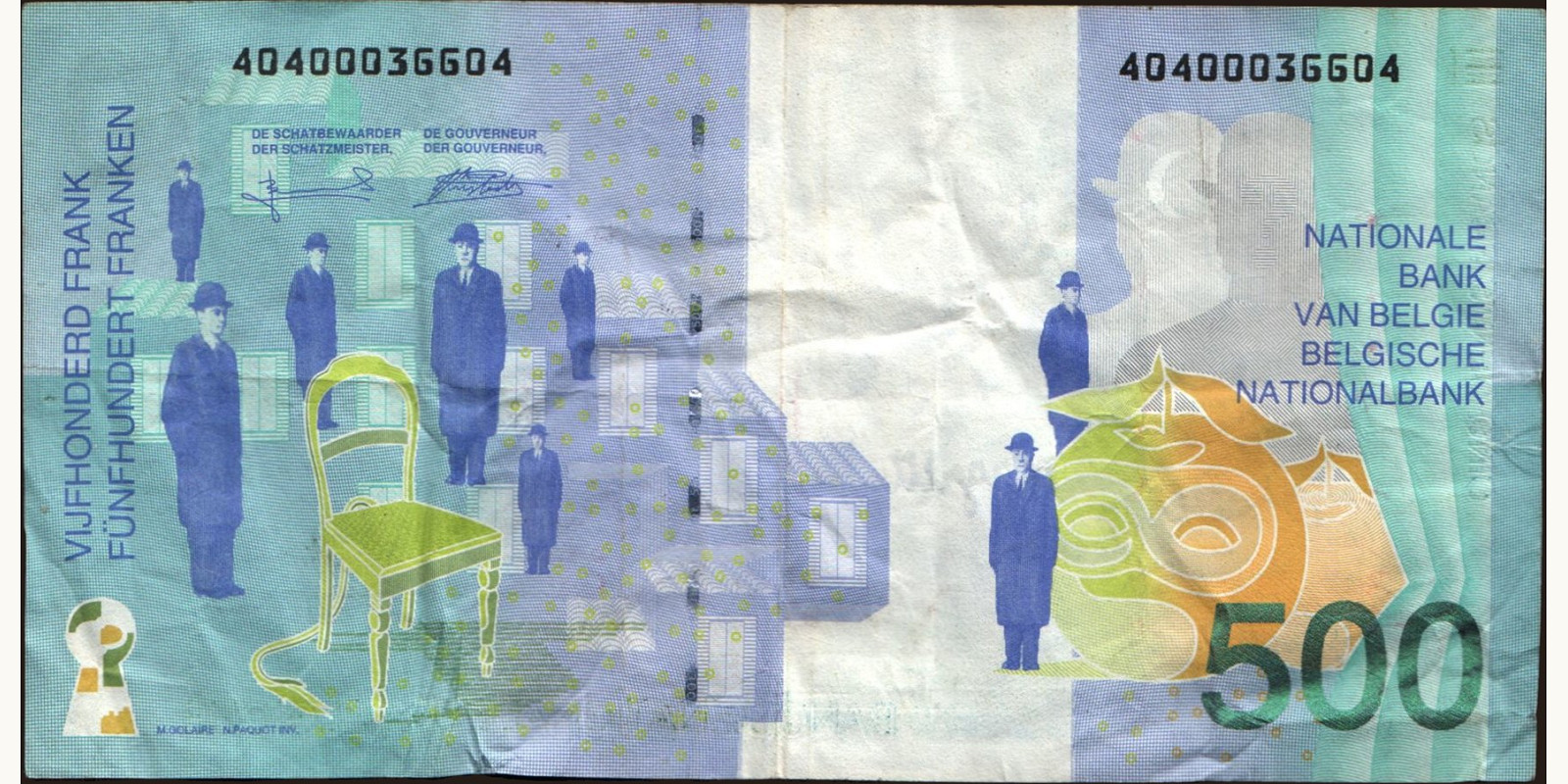 500 franc Belgium 1995 — Back side