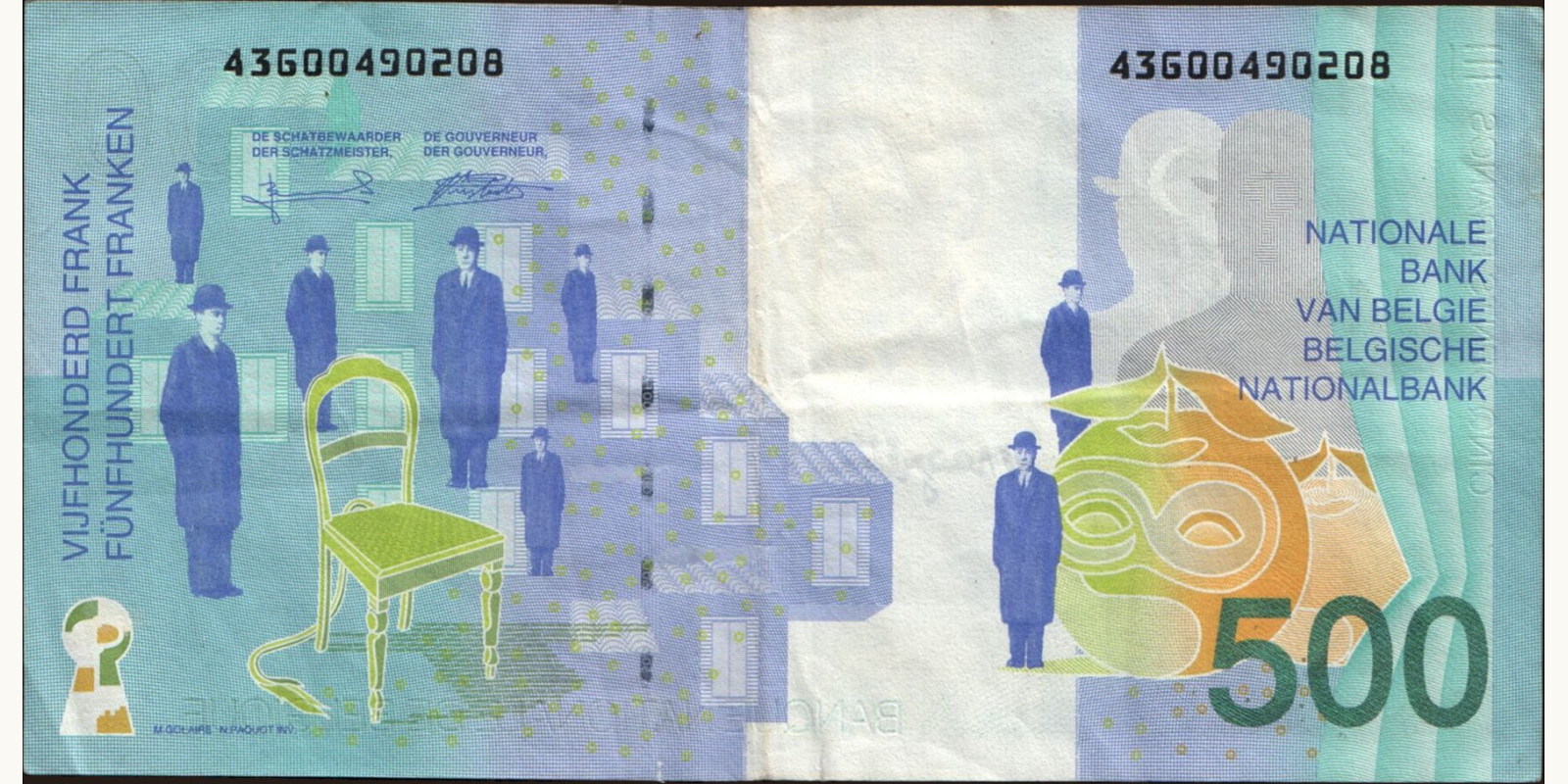 500 franc Belgium 1998 — Back side