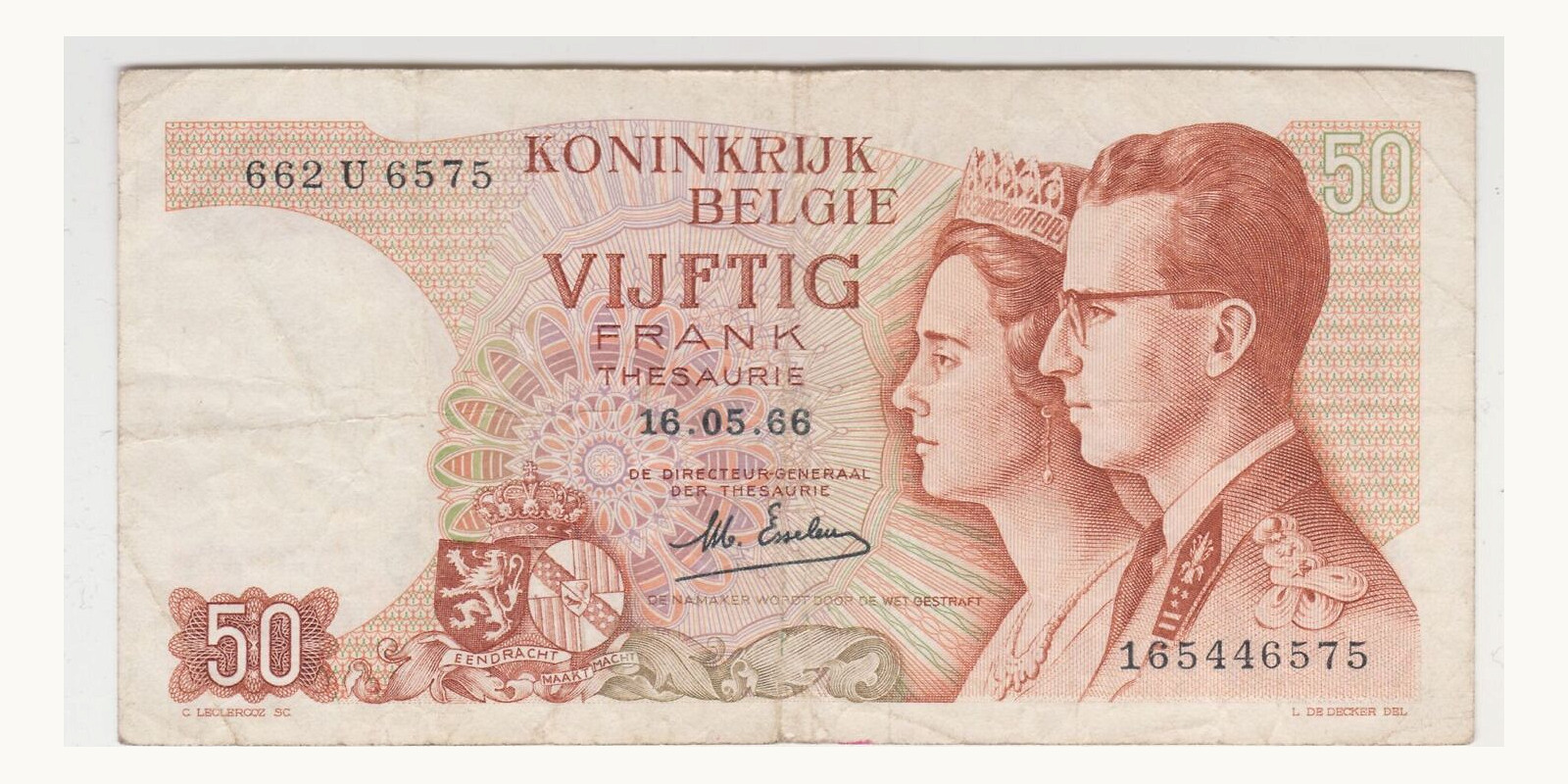 50 frank Бельгия 1966 — Лицевая сторона