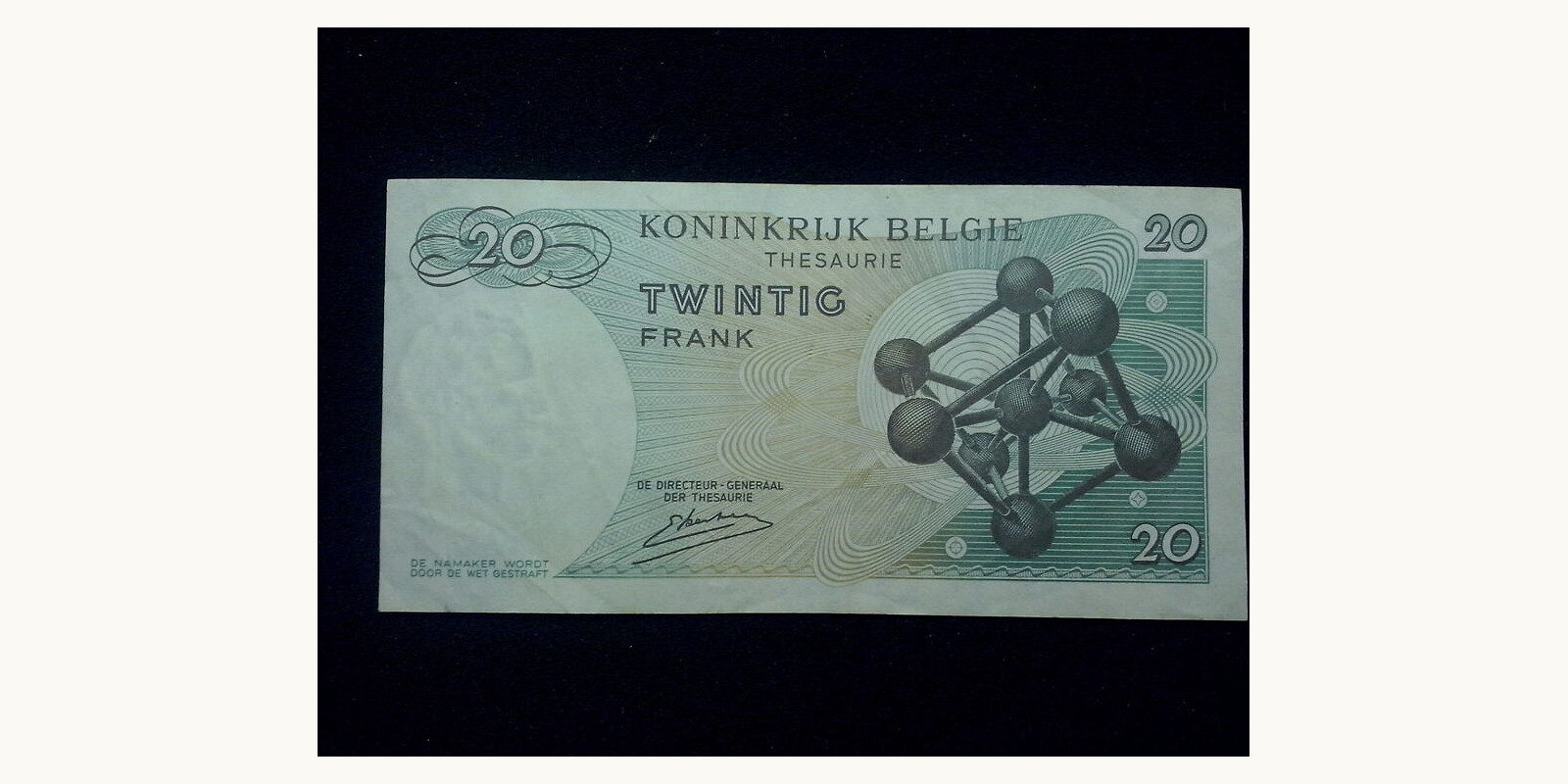 20 franc Belgium 1964 — Back side