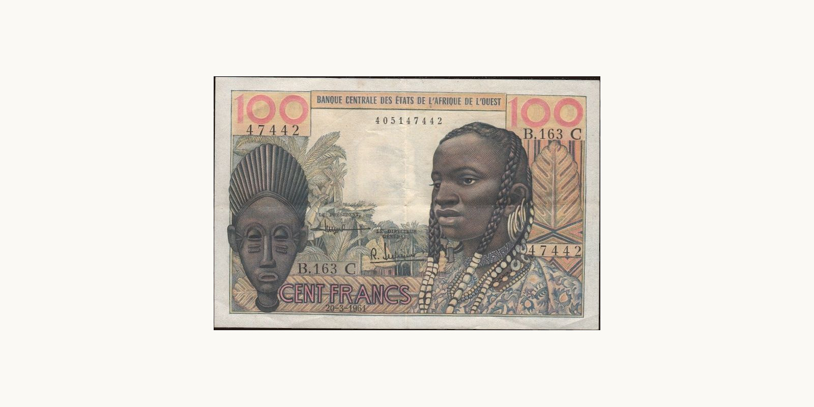 100 franc Burkina Faso 1961 — Front side