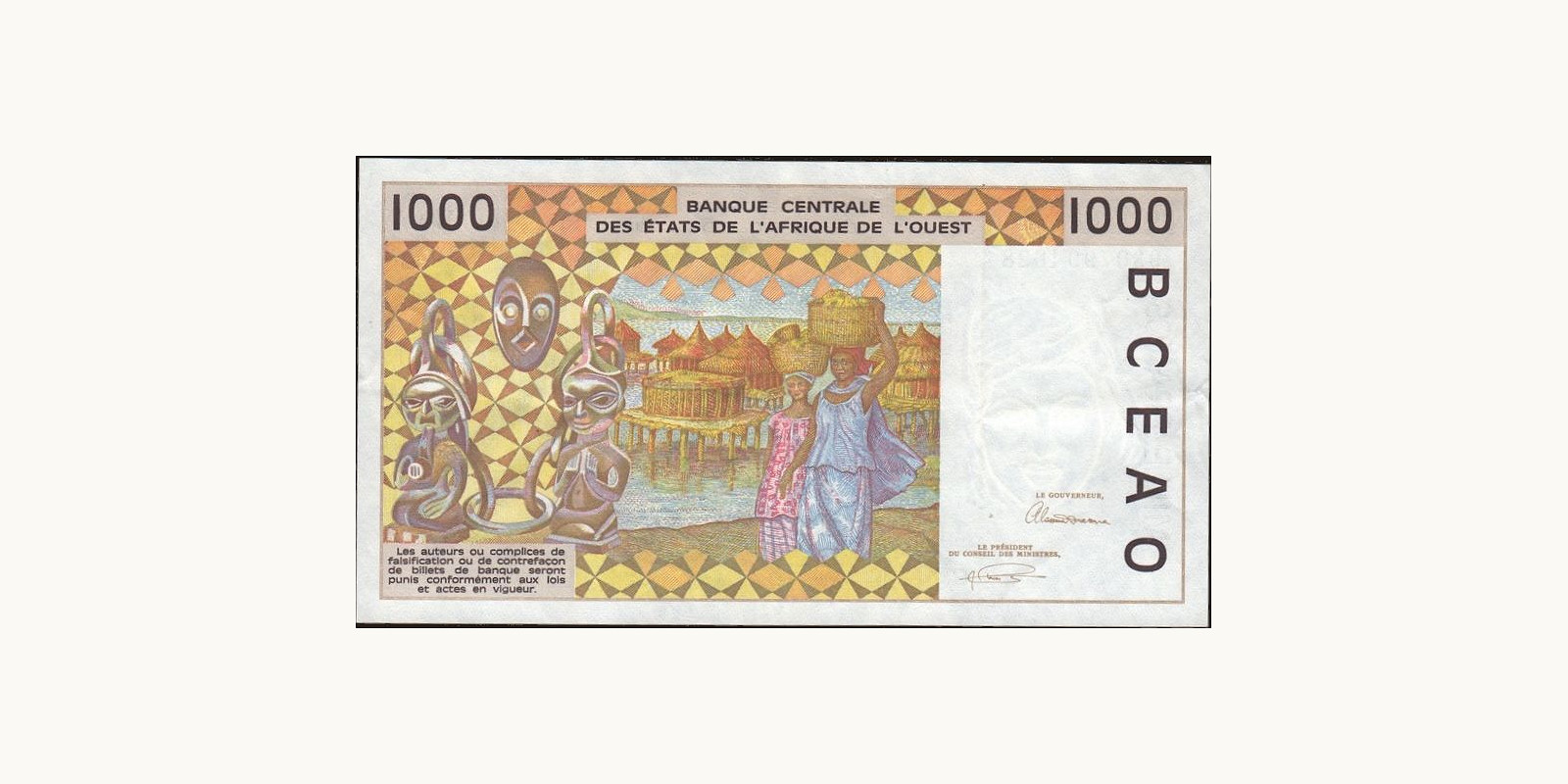 1000 franc Burkina Faso 1993 — Back side