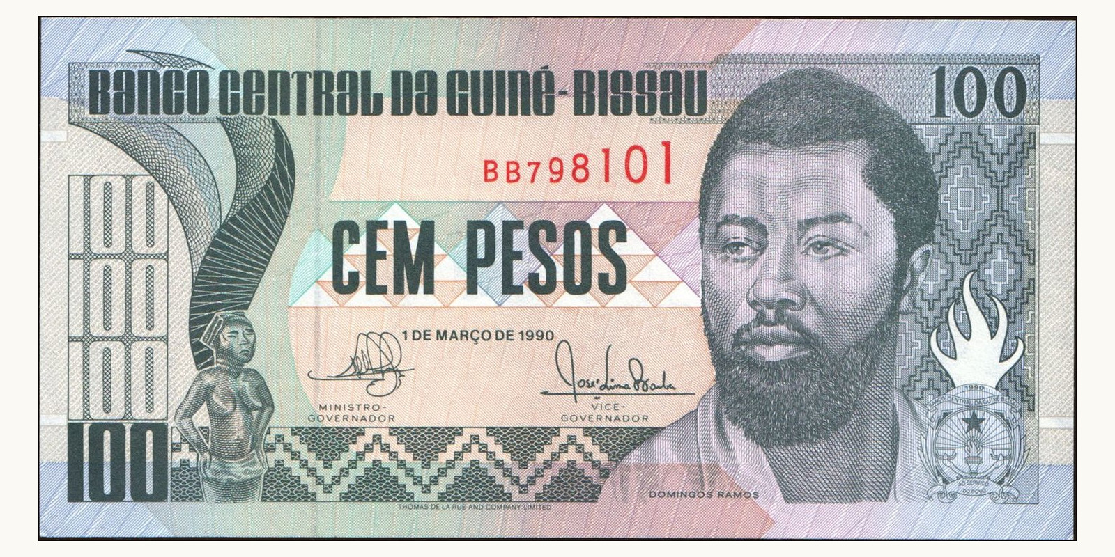 100 pesos Бурунди 1990 — Лицевая сторона