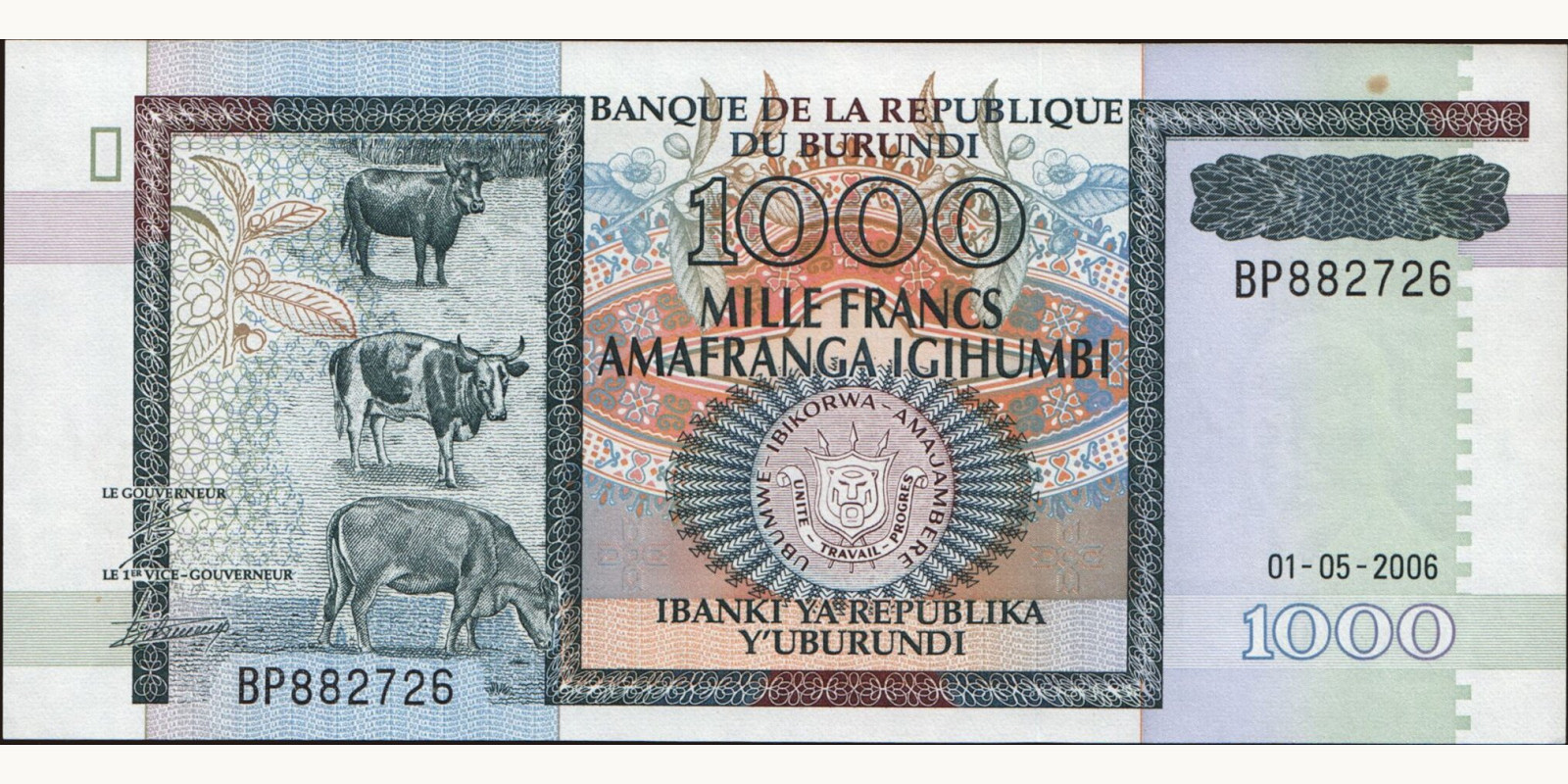 1000 franc Burundi 2006 — Front side