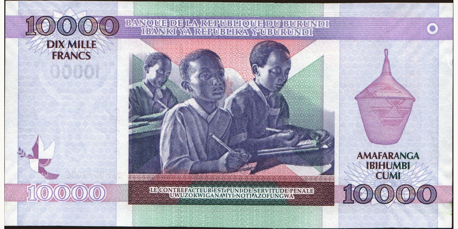 10000 franc Burundi 2006 — Back side