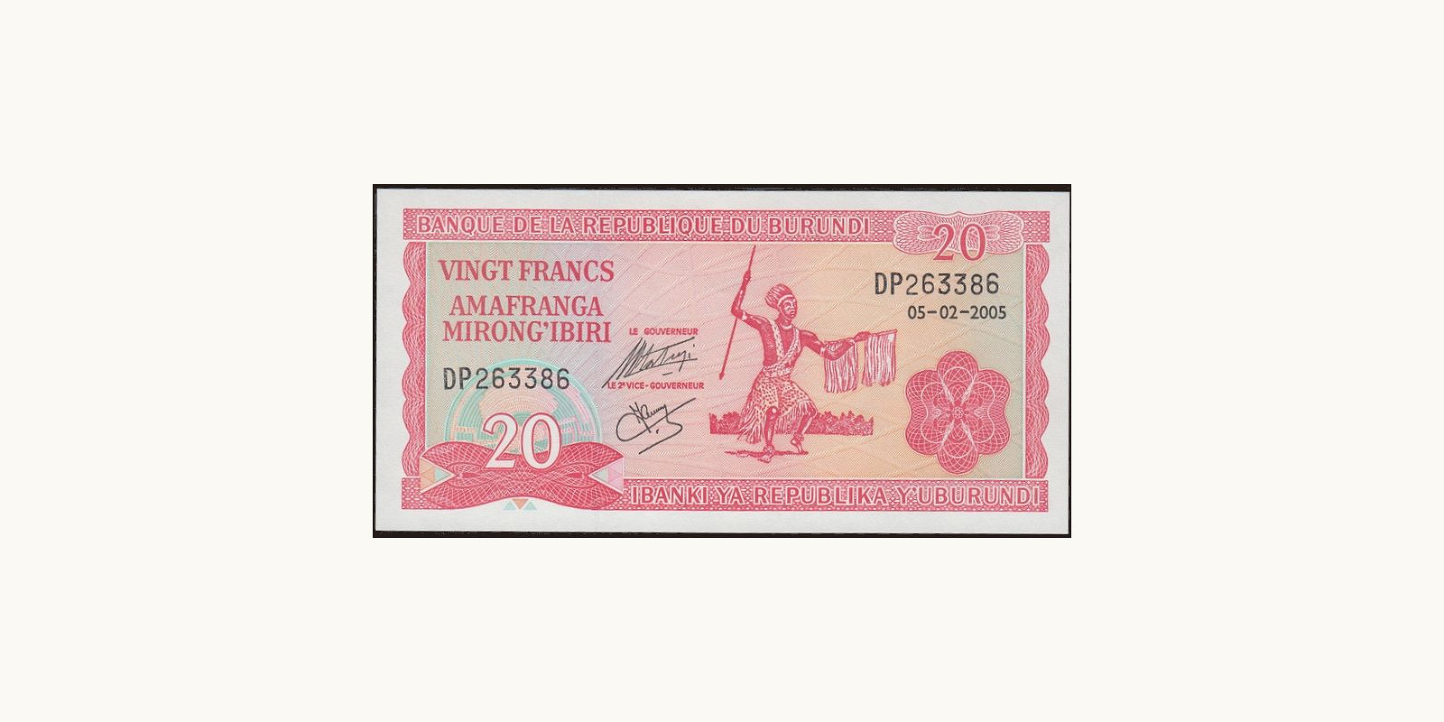 20 franc Burundi 2005 — Front side