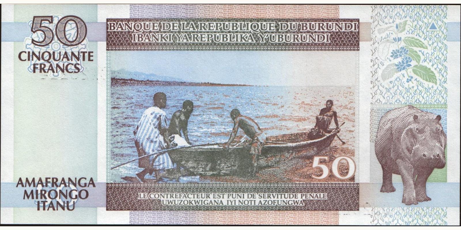 50 franc Burundi 2003 — Back side