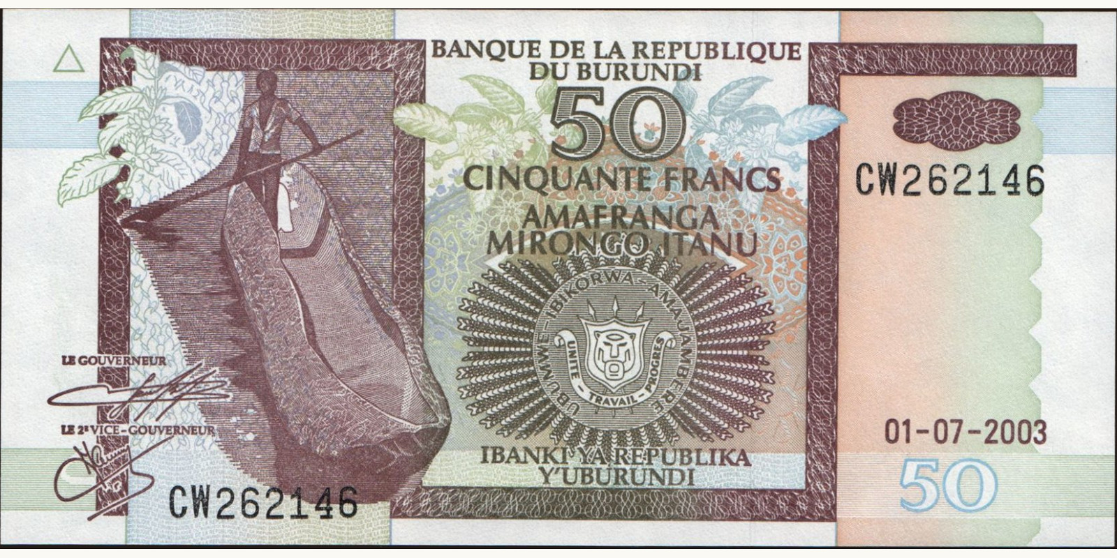 50 franc Burundi 2003 — Front side