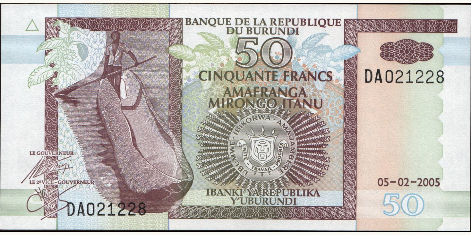 50 franc Бурунди 2005 — Лицевая сторона