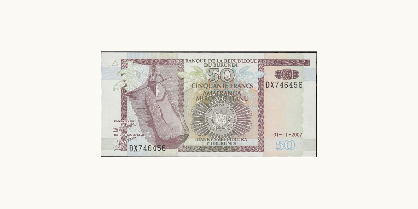 50 franc Burundi 2007 — Front side