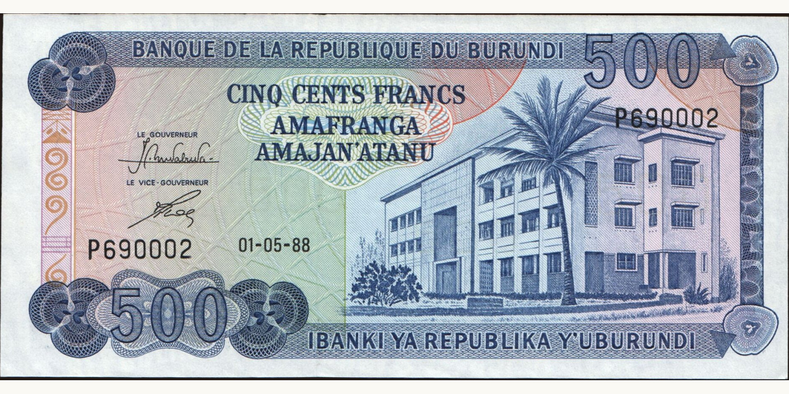 500 franc Burundi 1988 — Front side