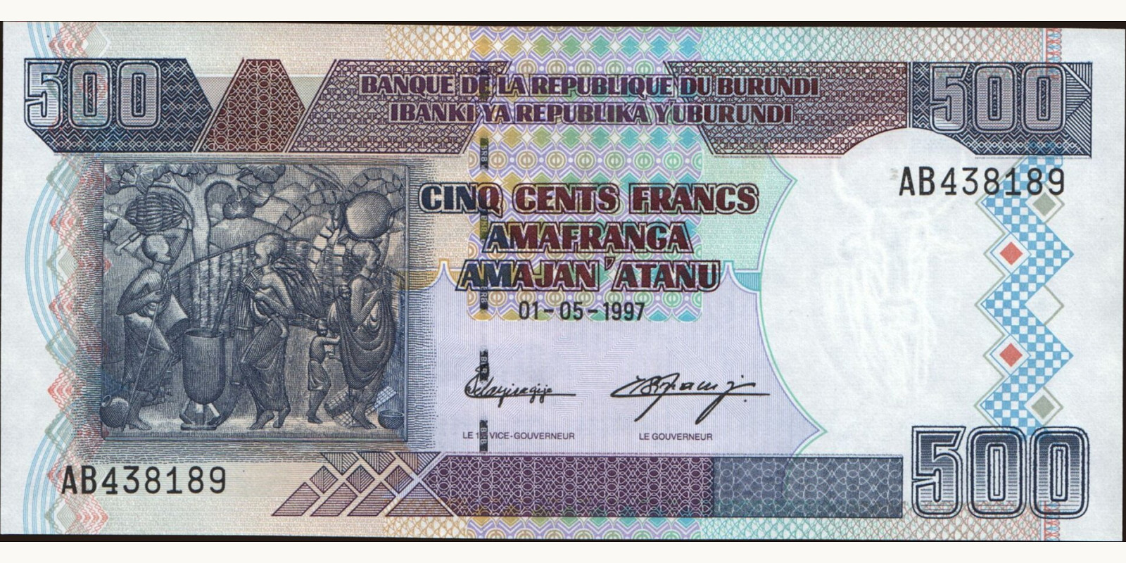 500 franc Burundi 1997 — Front side