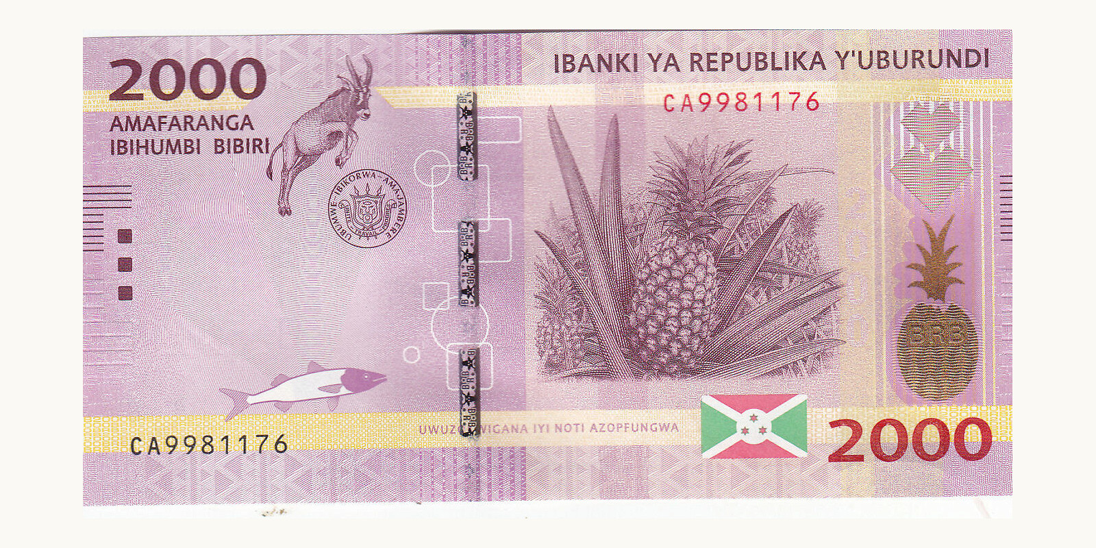 2000 franc Бурунди 2015 — Оборотная сторона