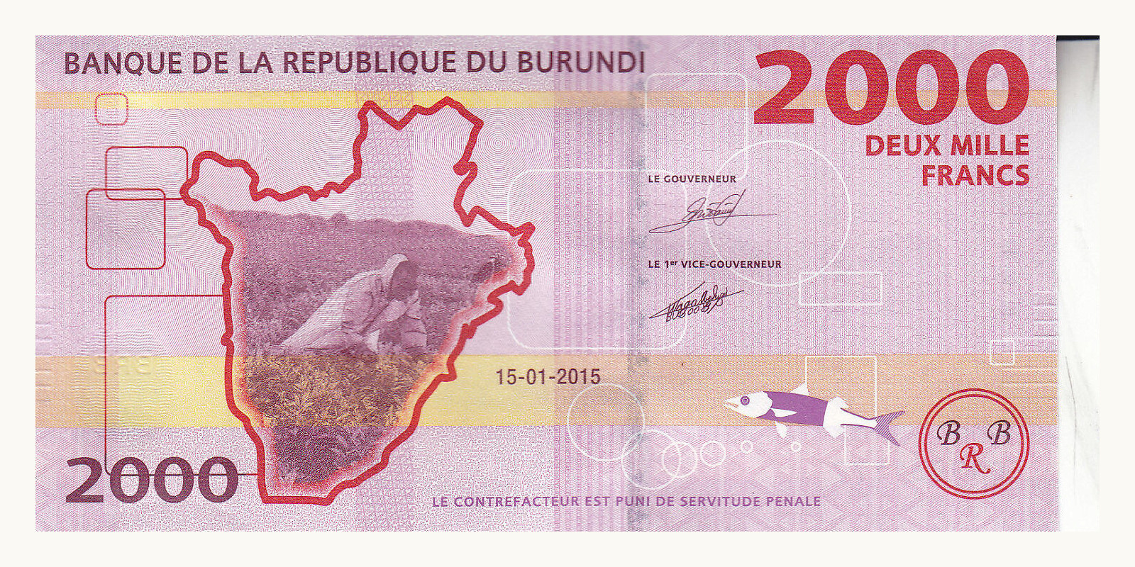 2000 franc Бурунди 2015 — Лицевая сторона