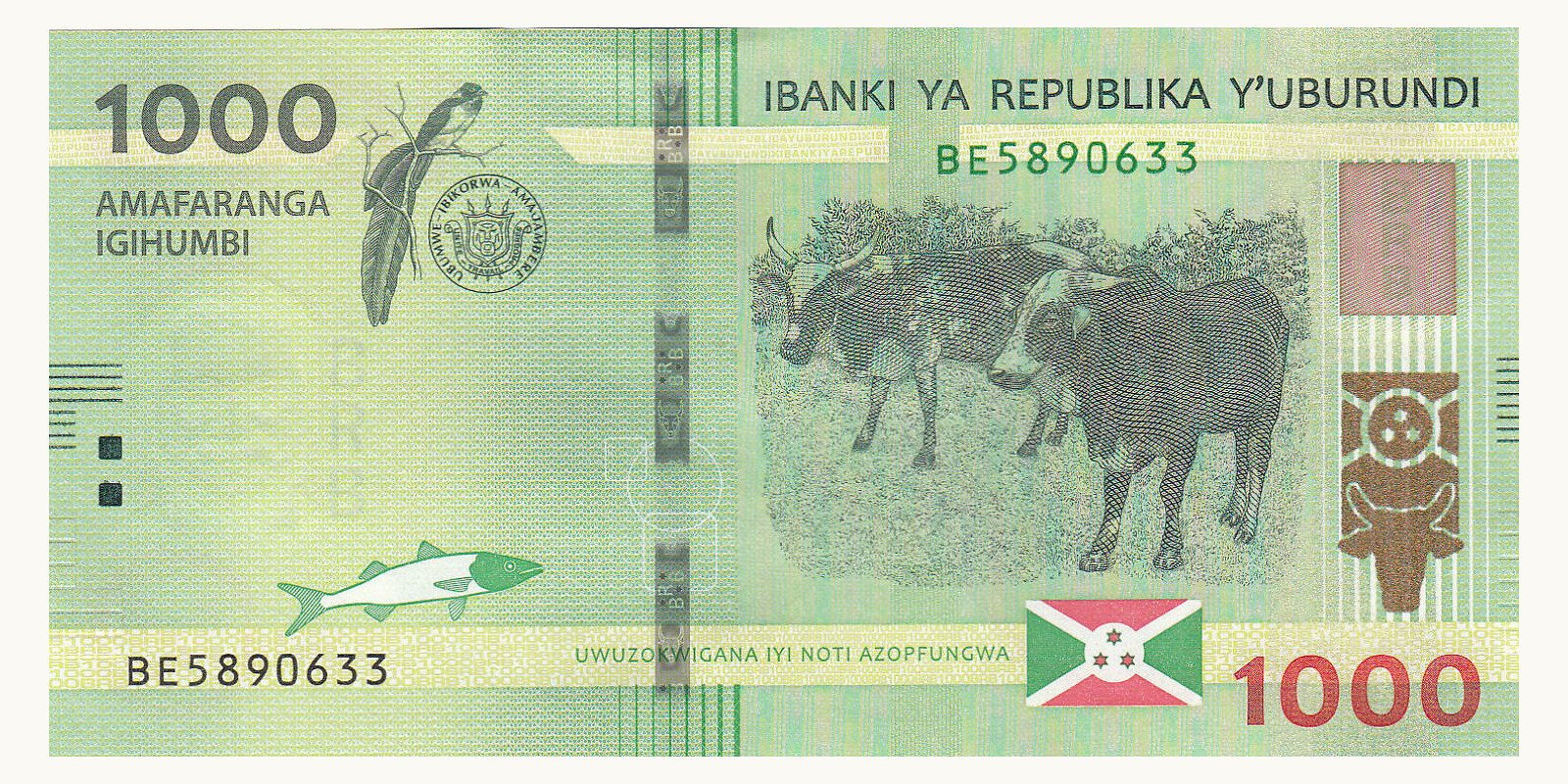 1000 franc Бурунди 2021 — Оборотная сторона