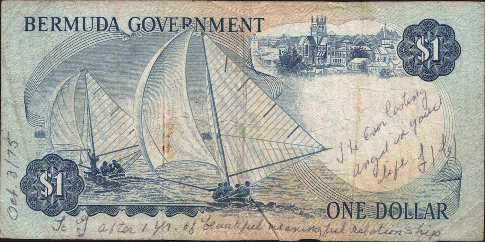 1 dollars Bermuda 1970 — Back side