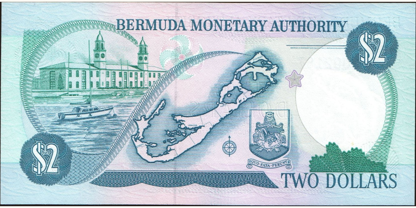 2 dollars Bermuda 1988 — Back side