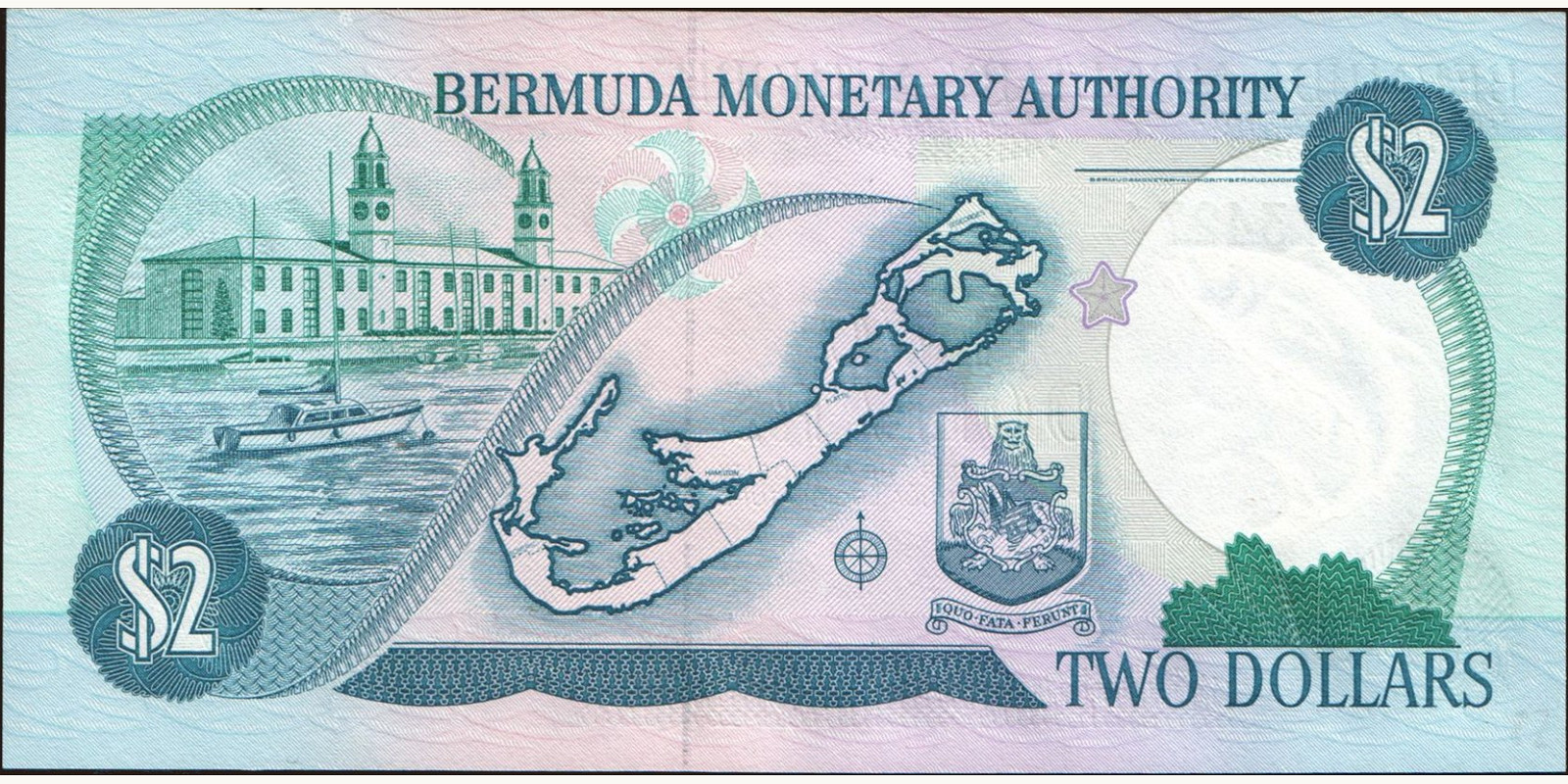 2 dollars Bermuda 1989 — Back side