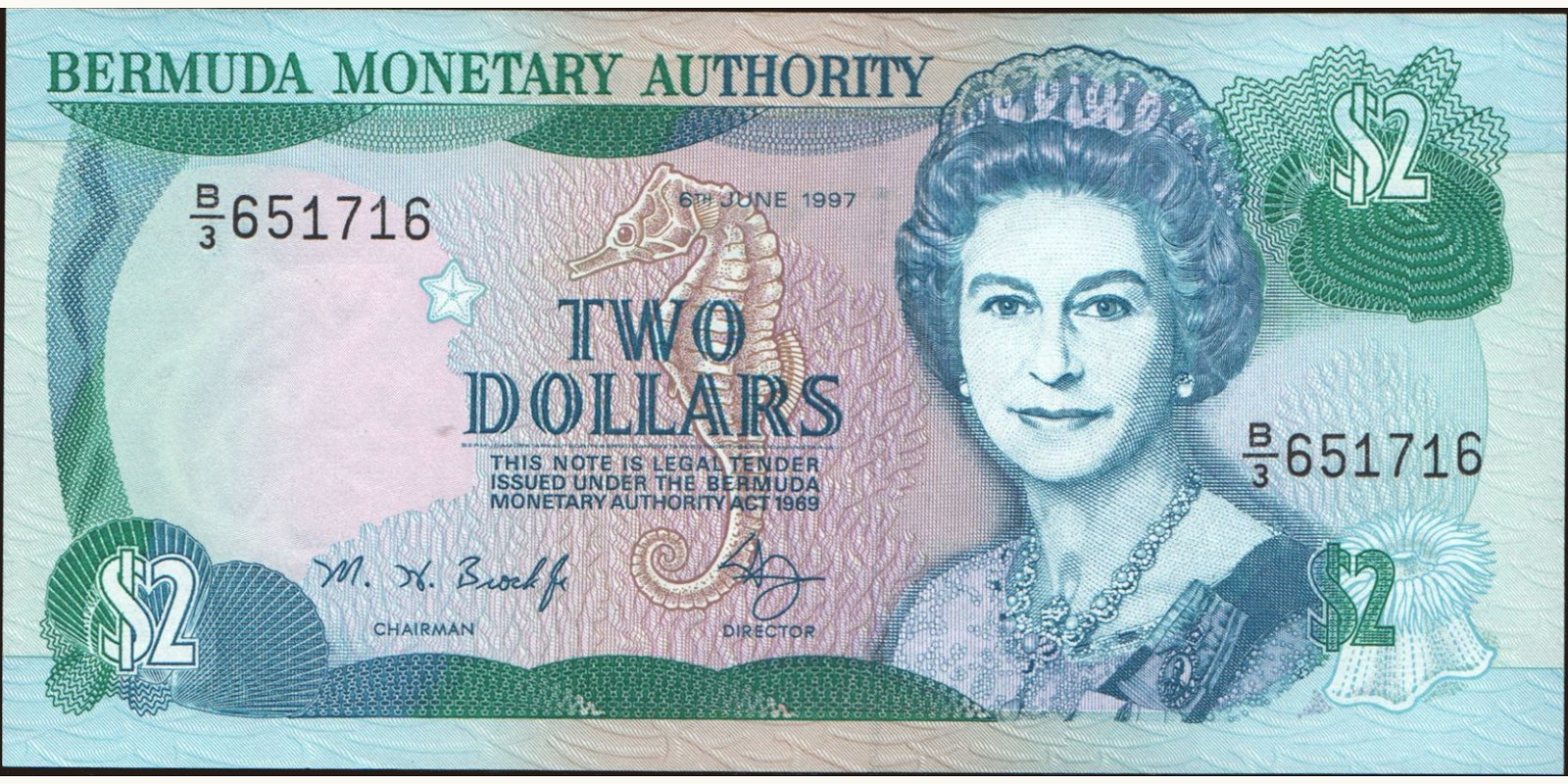 2 dollars Bermuda 1997 — Front side