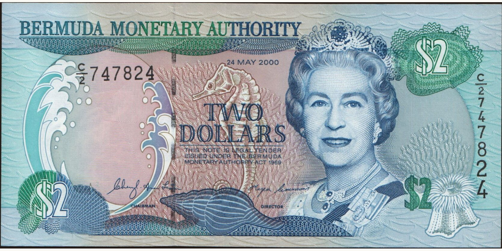 2 dollars Bermuda 2000 — Front side