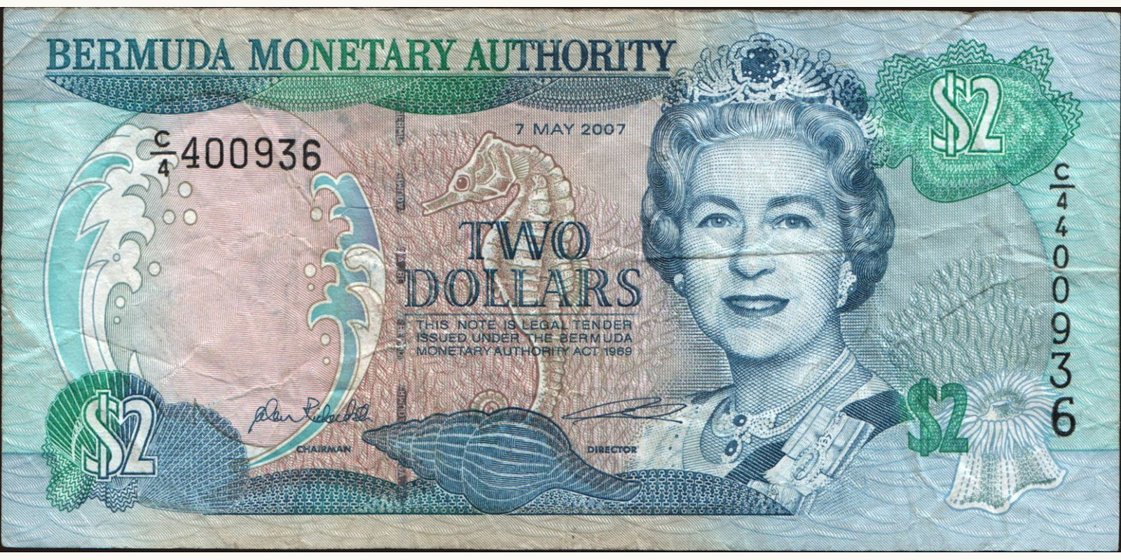 2 dollars Бермудские о-ва 2007 — Лицевая сторона