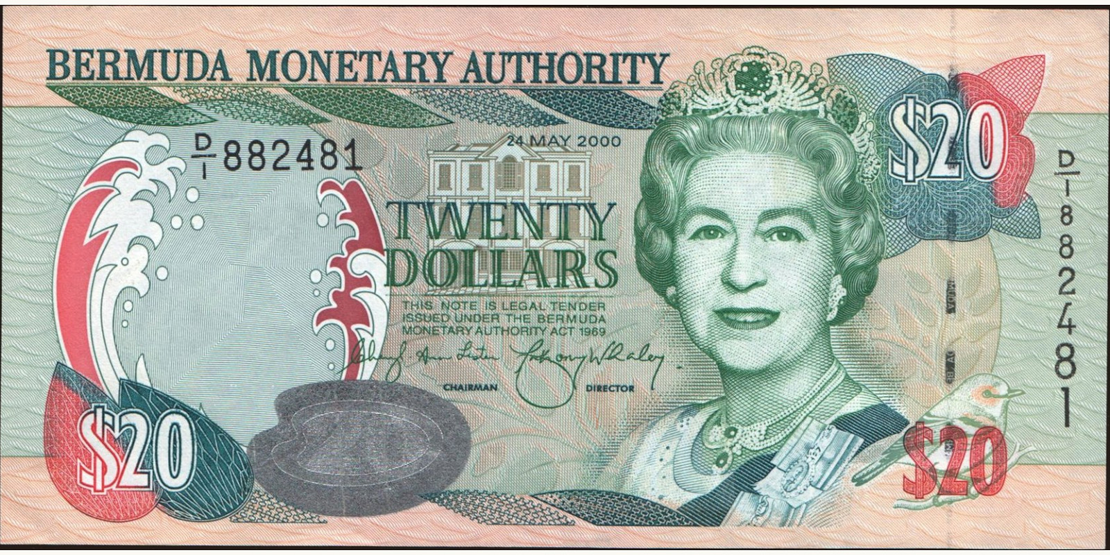 20 dollars Бермудские о-ва 2000 — Лицевая сторона