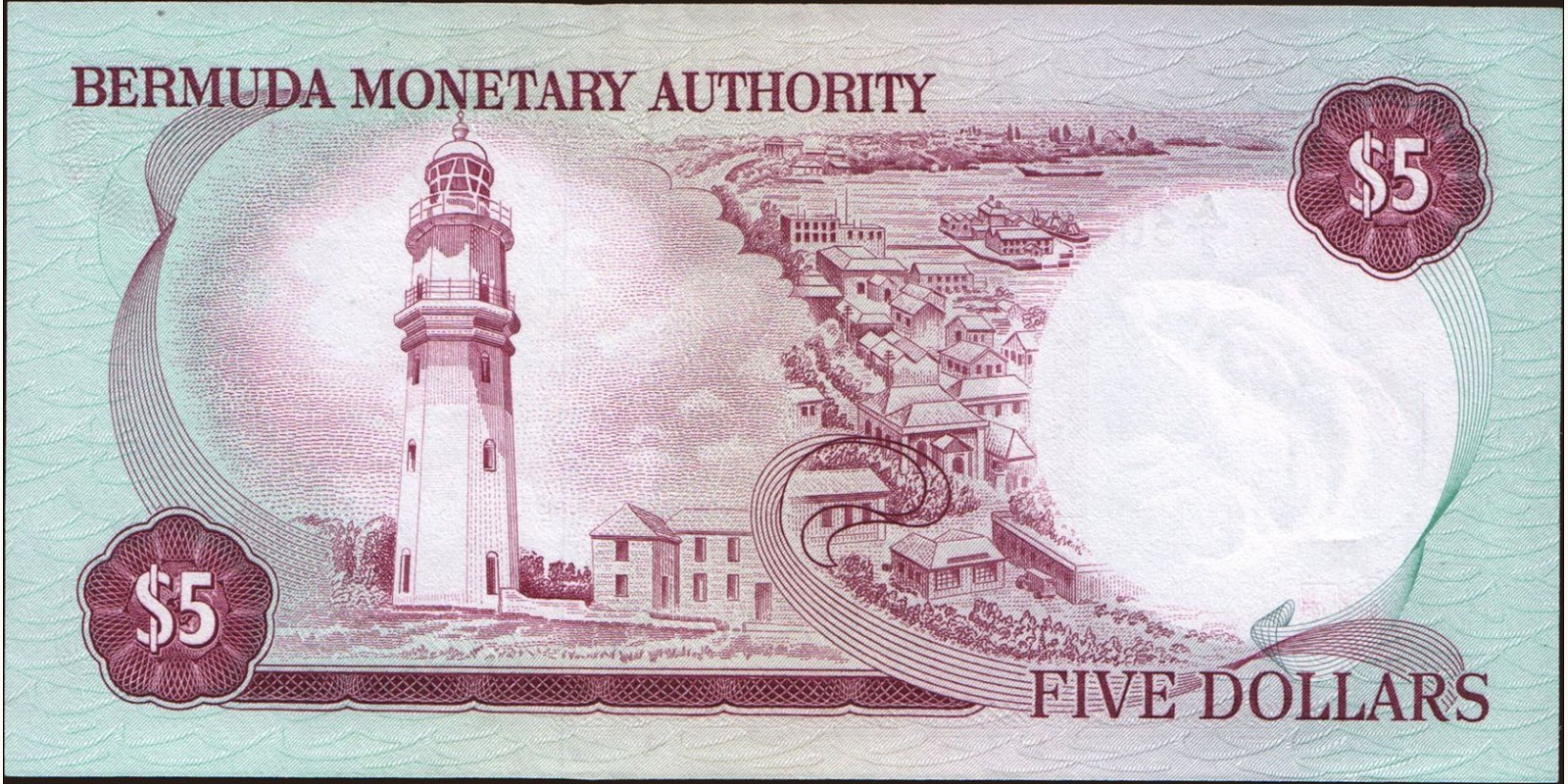 5 dollars Bermuda 1988 — Back side