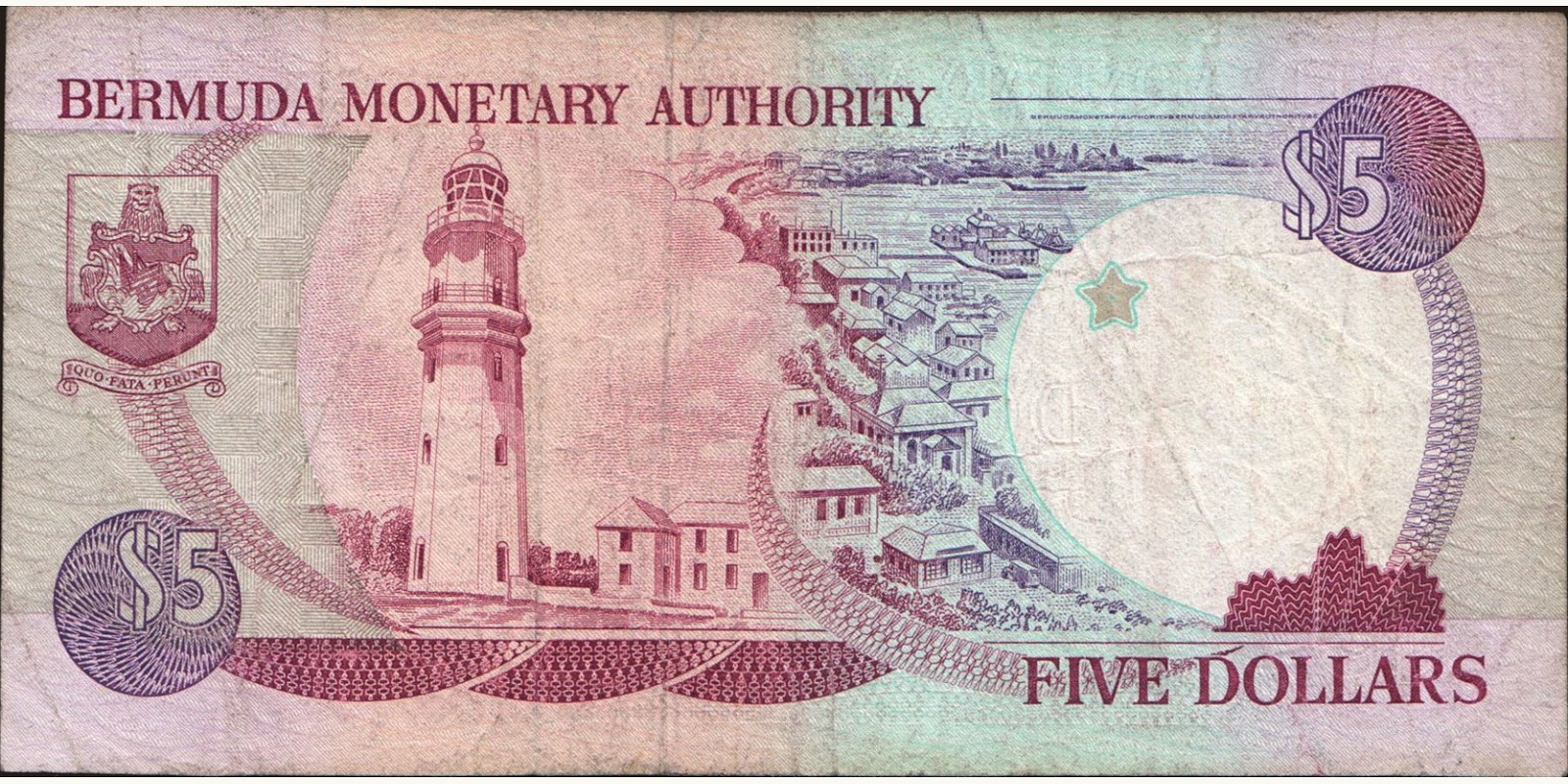 5 dollars Bermuda 1989 — Back side