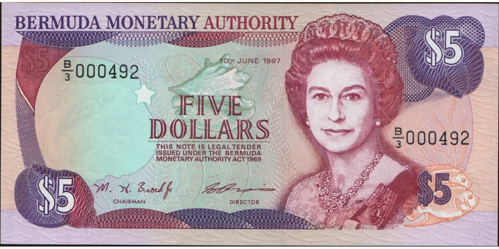 5 dollars Bermuda 1997 — Front side