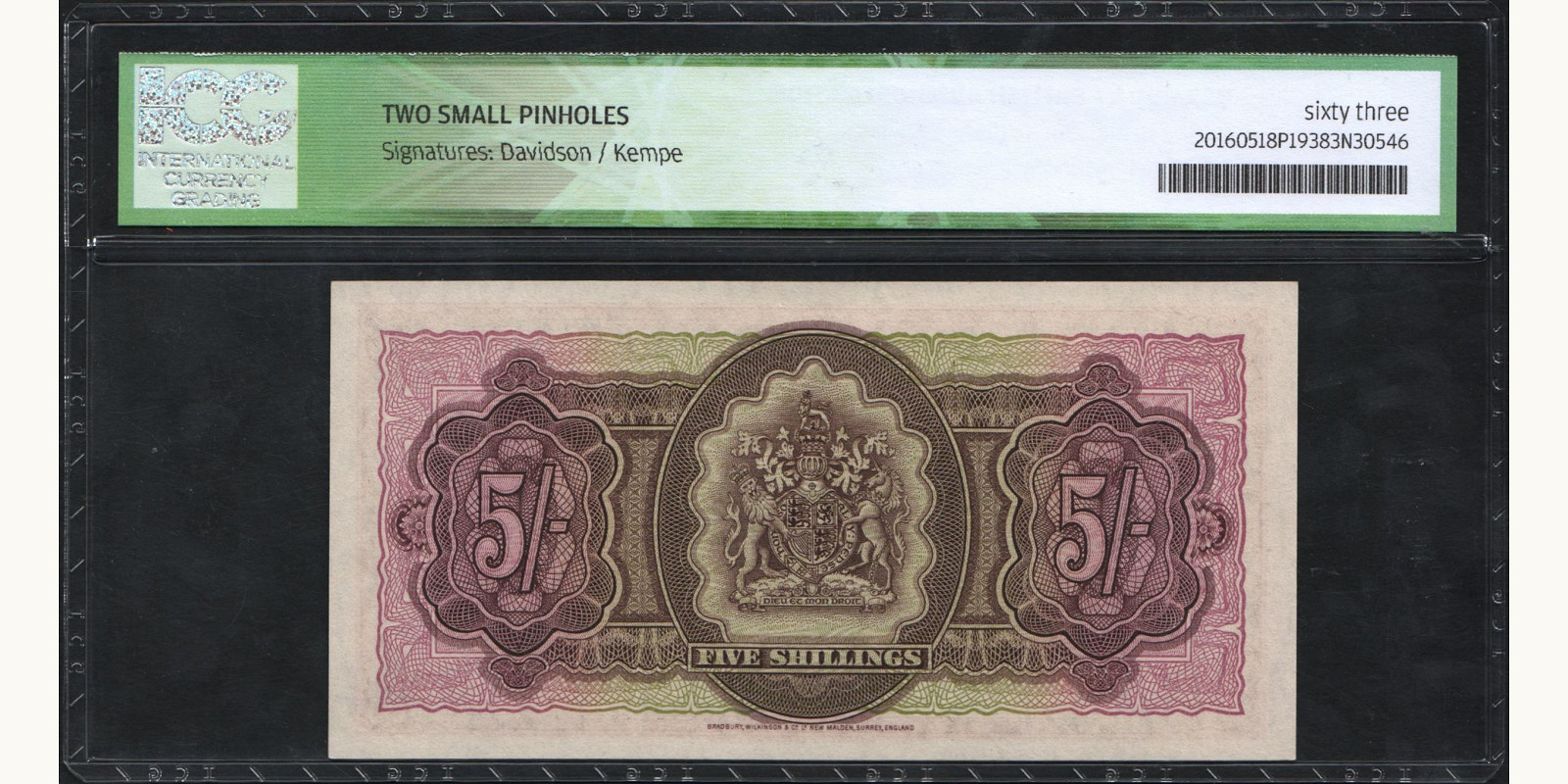 5 shilling Bermuda 1952 — Back side