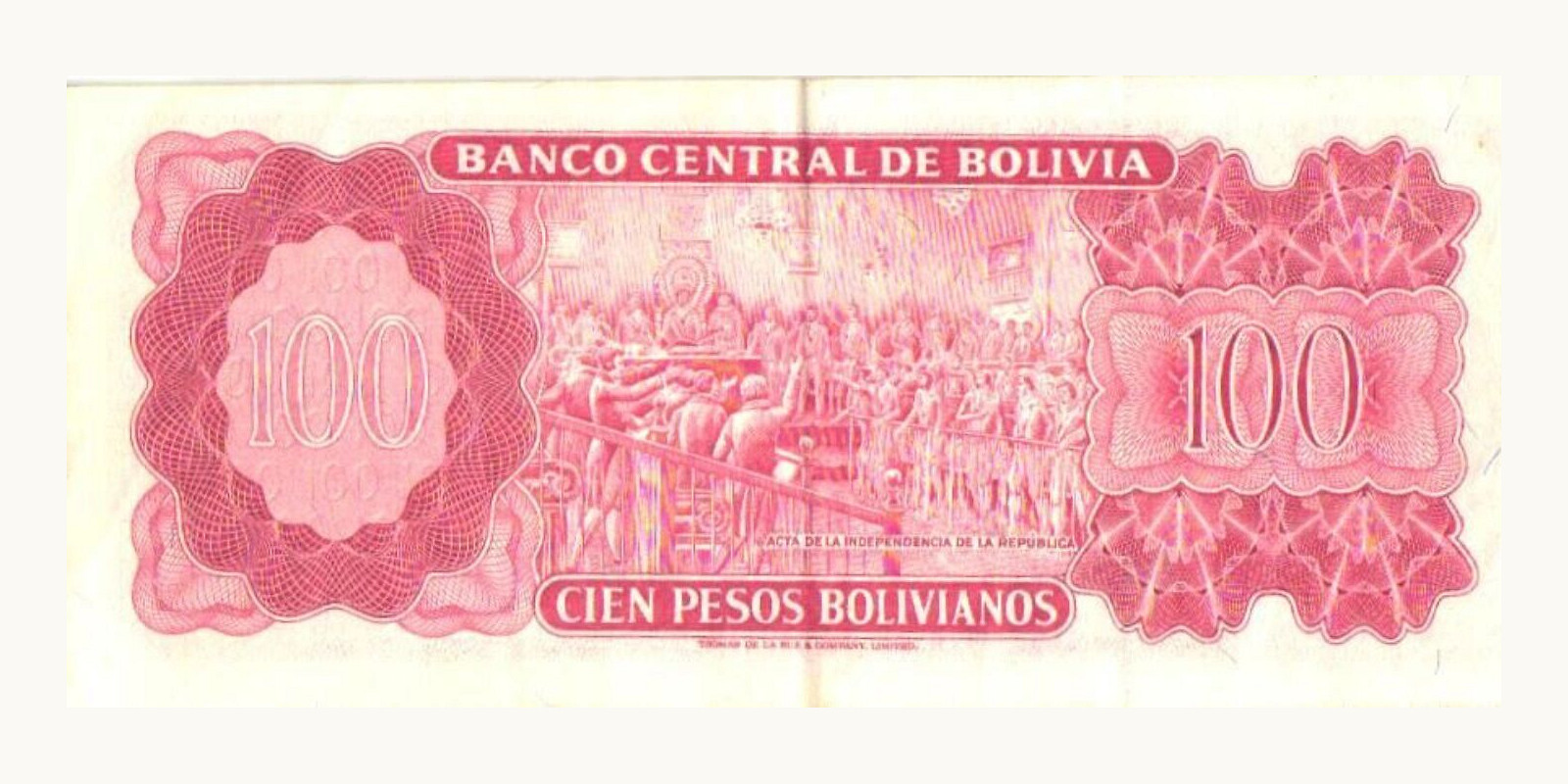 100 bolivianos Боливия 1962 — Оборотная сторона