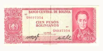 100 pesos bolivianos 1962