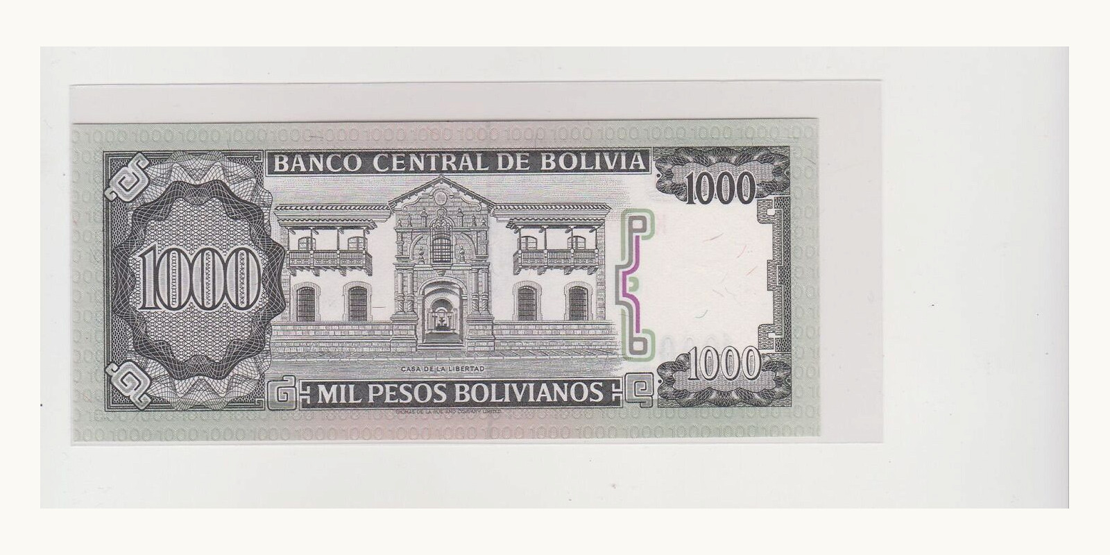 1000 Bolivianos Боливия 1982 — Оборотная сторона