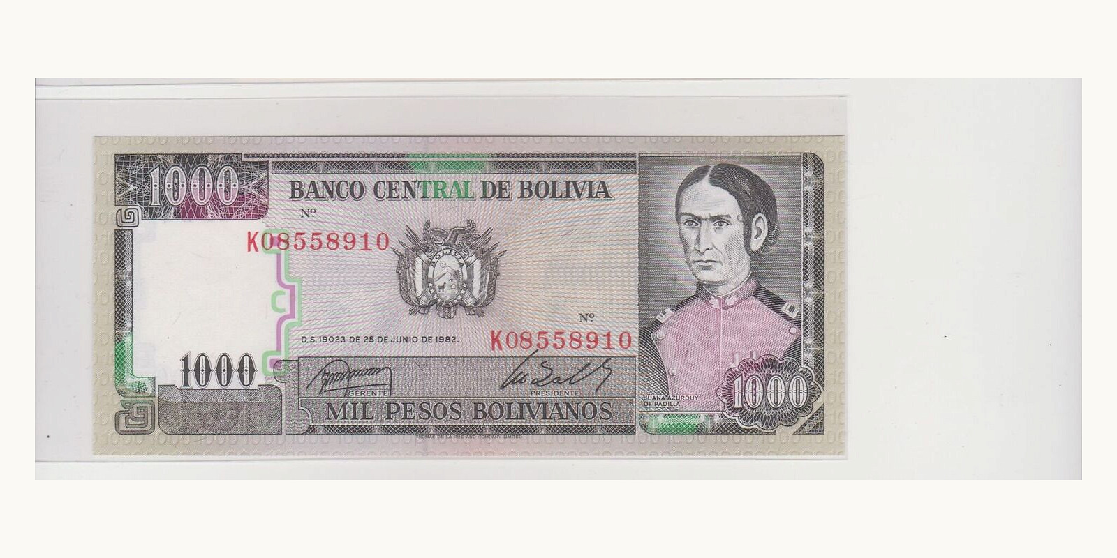 1000 Bolivianos 1982