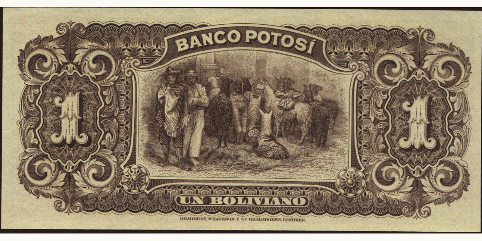1 boliviano Bolivia 1894 — Back side