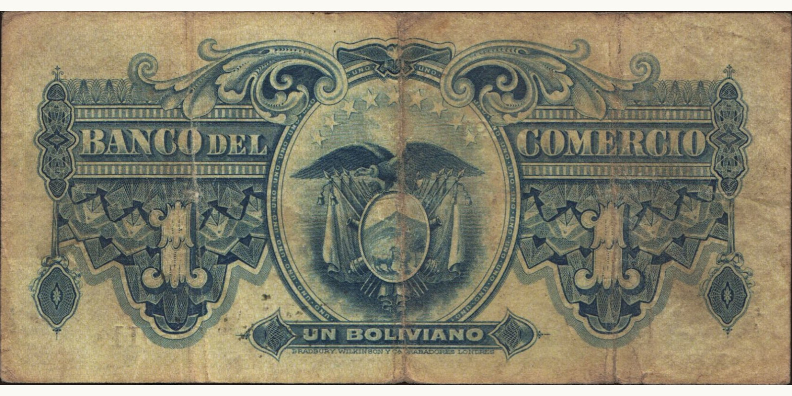 1 boliviano Bolivia 1900 — Back side