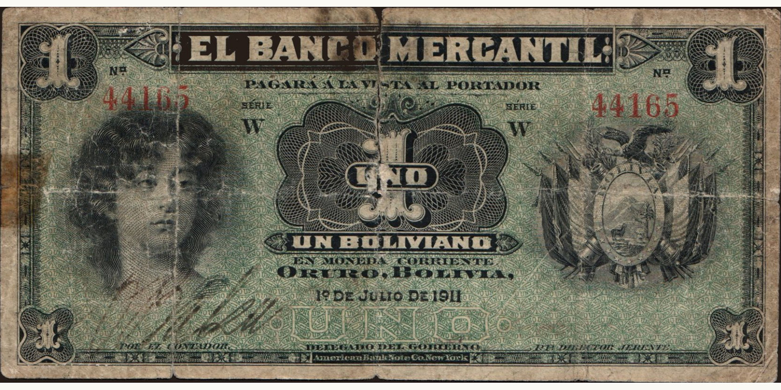 1 boliviano 1911