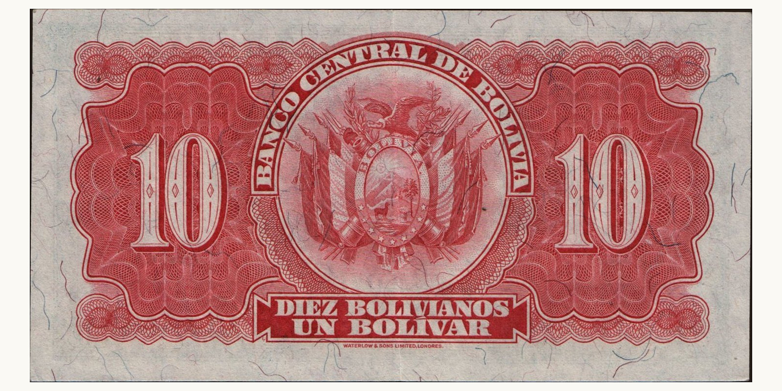 10 bolivianos Боливия 1928 — Оборотная сторона
