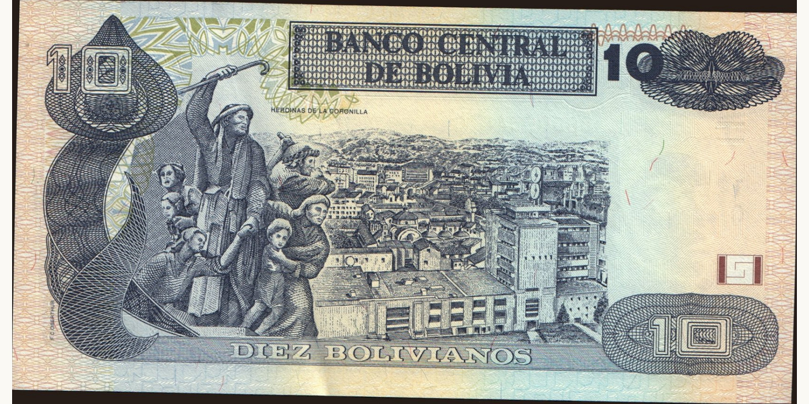 10 bolivianos Bolivia 1986 — Back side