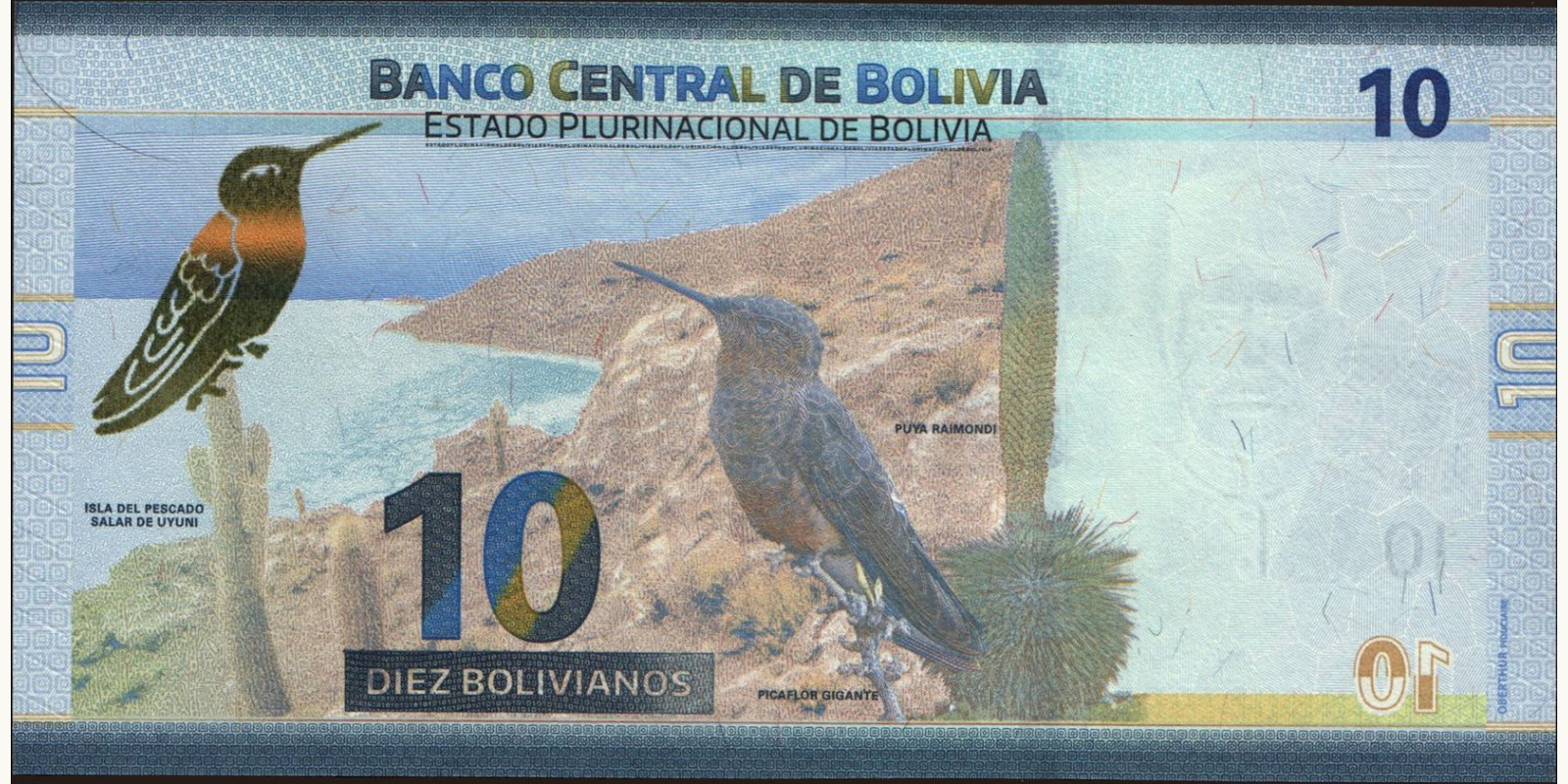 10 bolivianos Bolivia 2018 — Back side