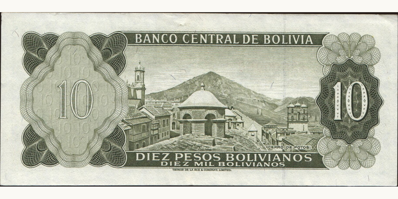 10 pesos Bolivia 1962 — Back side